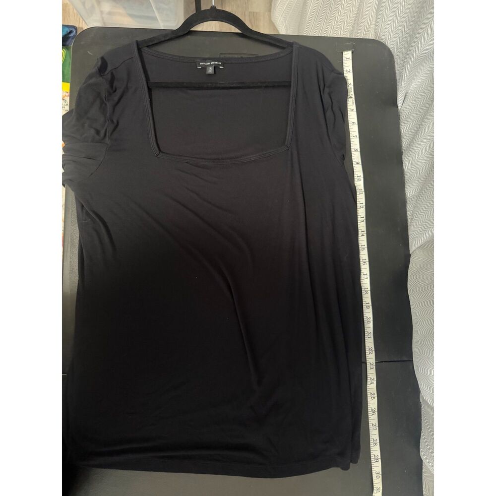 Cloud Rib Short Sleeve Square Neck Tee Black T Shirt - M